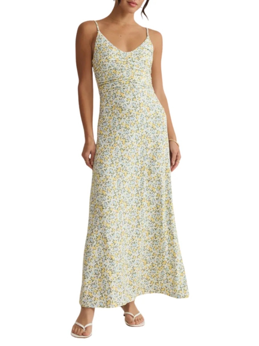 Z Supply Faya Idra Ditsy Maxi Dress in Yellow and White - XS
